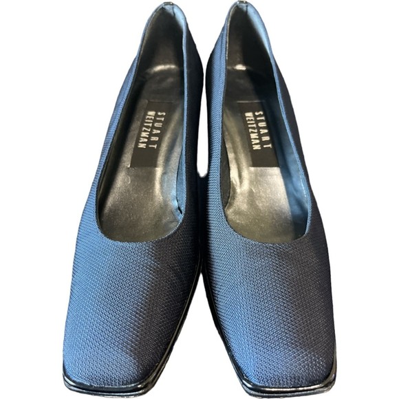 Stuart Weitzman VI Classy Black Cordine Pumps Heels Fabric Patent Leather 6.5 - Picture 2 of 8